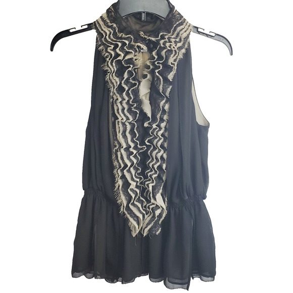 Neiman Marcus Robert Rodriguez Black Taupe Sleeveless Top Women's Small TCA - Picture 1 of 6